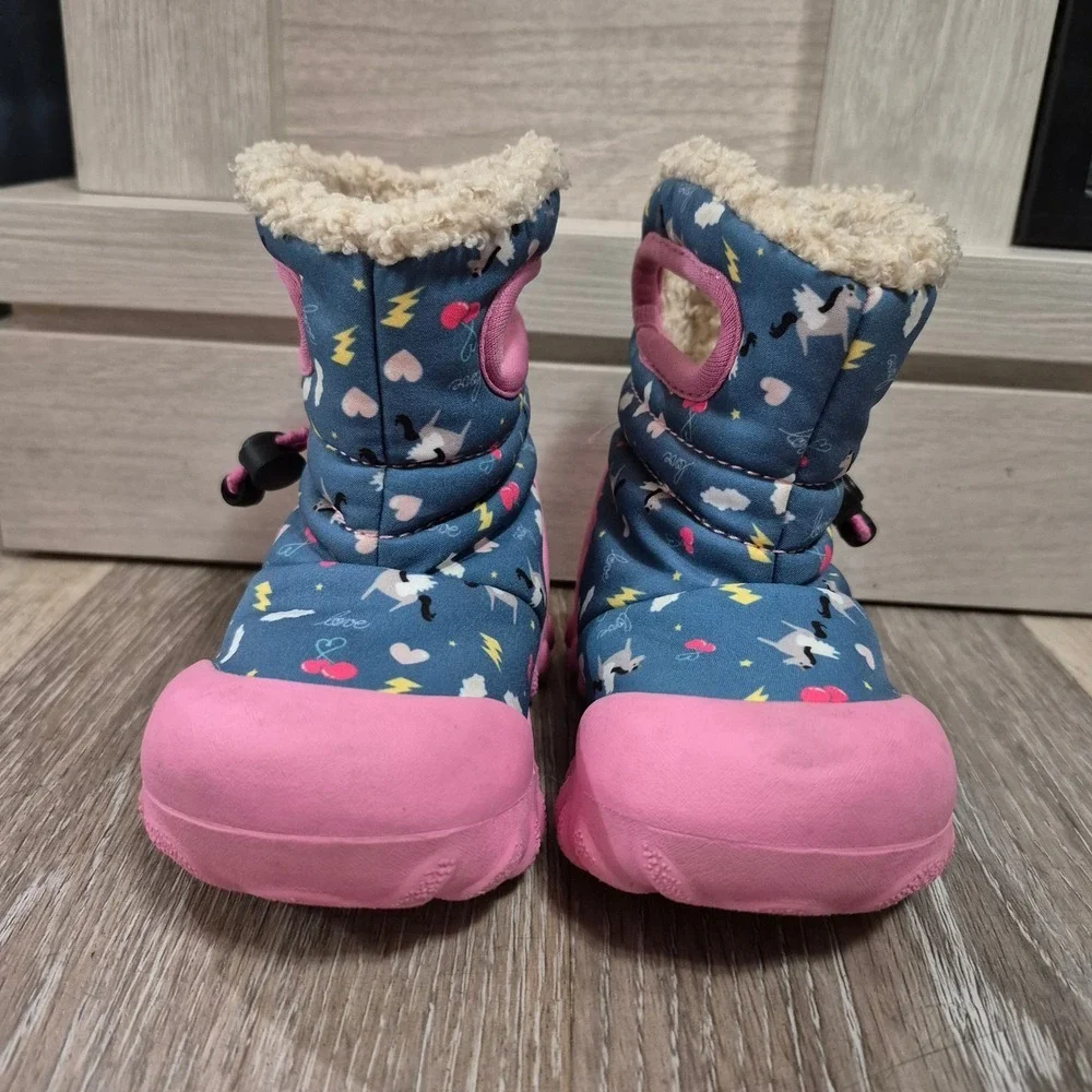 BOGS Kids Waterproof Insulated Boots Pink Unicorn Clouds Size Toddler 5